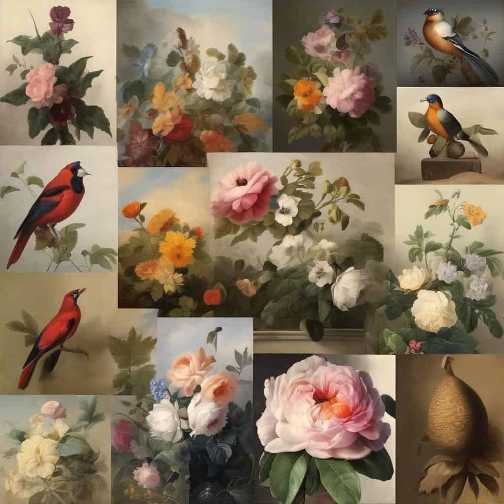 Λουλούδι ορτανσία με λεπτομερείς φύλλες και άνθη, σύγχρονη τέχνη και καινοτόμες δημιουργίες στη ζωγραφική.